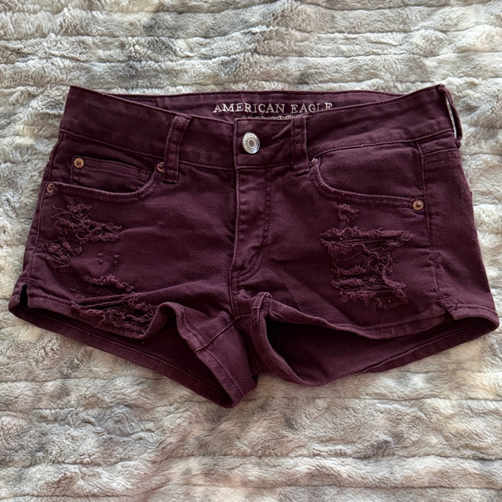 American Eagle Outfitters Women's Dark Purple Burgundy Jean Shorts